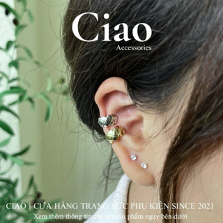   HOẢ TỐC 1H  Khuyên vành tai  Kẹp vành tai mạ bạc thiết kế đan chéo mã 23 trendy Ciao accessories 