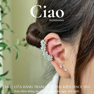 [HOẢ TỐC 1H] Khuyên vành tai/ Kẹp vành tai mạ bạc thiết kế đính đá mã 32 Ciao accessories￼