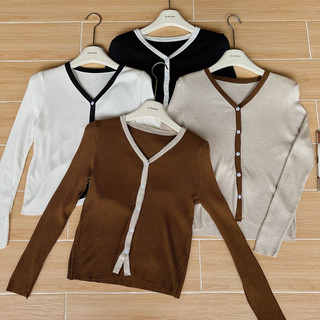 Áo cardigan chất len tăm mỏng 8827, Áo len nữ mỏng dài tay