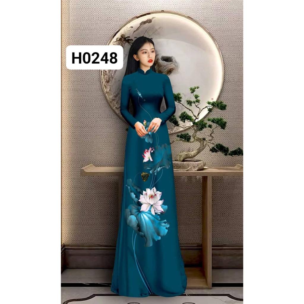Áo dài sen xanh lục