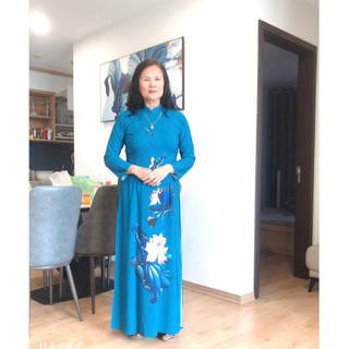 Áo dài sen xanh lục