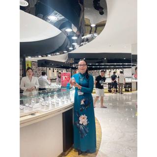 Áo dài sen xanh lục