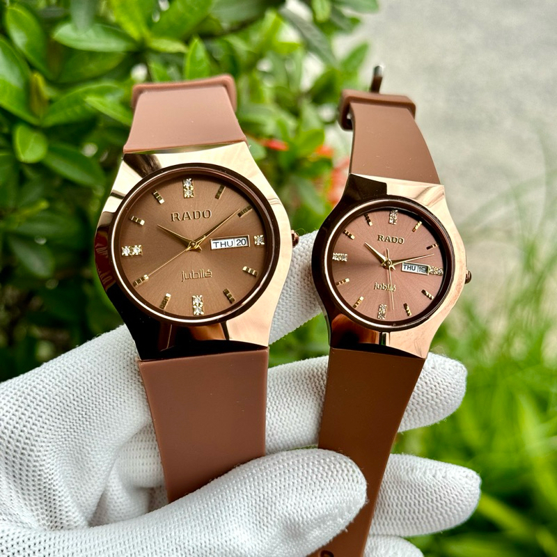 Đồng hồ cặp đôi RD đúc Cerramic sáng bóng sang xịn. Kính sapphire, máy Quartz Nhật 2 lịch.