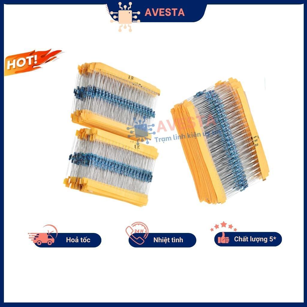 Điện trở vạch 1/4W 91K-470K 1% chân đồng túi 50 con Avesta.