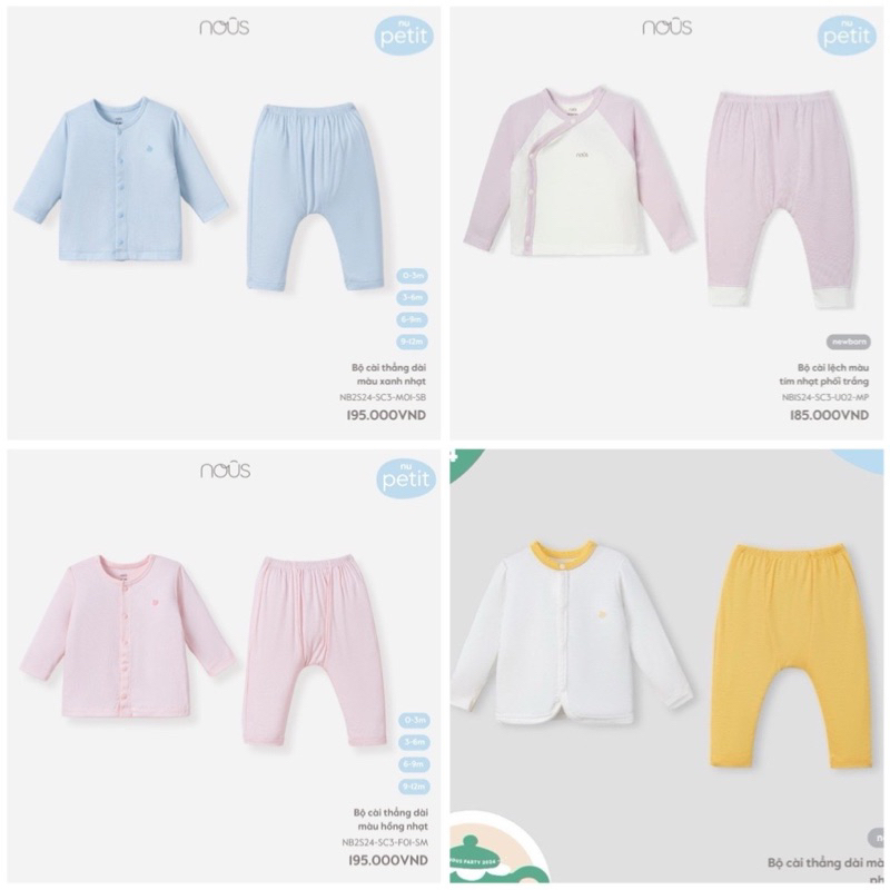 [Nous sale] Bộ cài thẳng dài NOUS size 3-12m