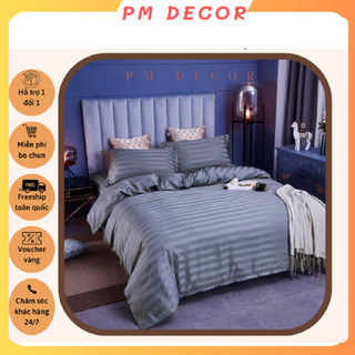 Bộ chăn ga gối pm decor cotton 3f cao cấp chuyên dùng cho nhà nghỉ khách sạn