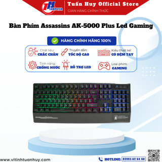 Bàn Phím Giả Cơ Assassins AK5000 Plus Led Gaming, Bền Bỉ, có đệm tay, Dành cho Game thủ và Văn Phòng