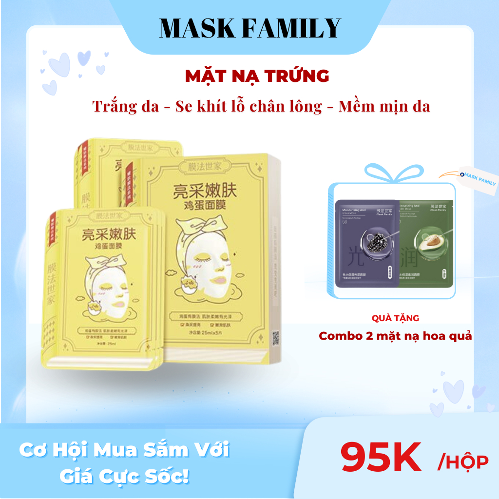 Mask Store Beauty Mask Family hộp 5 mặt nạ trứng giúp trẻ hóa , sáng da 25ml