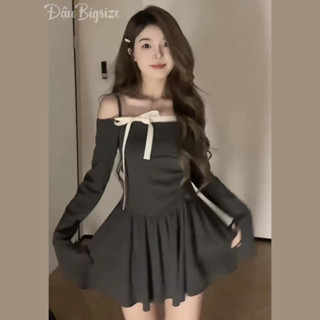 Đầm Trễ Vai Big Size, Váy Kiểu Nữ Gân Tăm Họa Tiết Xinh Xắn Có Dây Rút Eo Lên Phom Dễ Thương G669