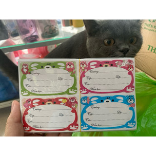 2 xấp nhãn vở, decan dán nhãn 1 xấp 5 tờ