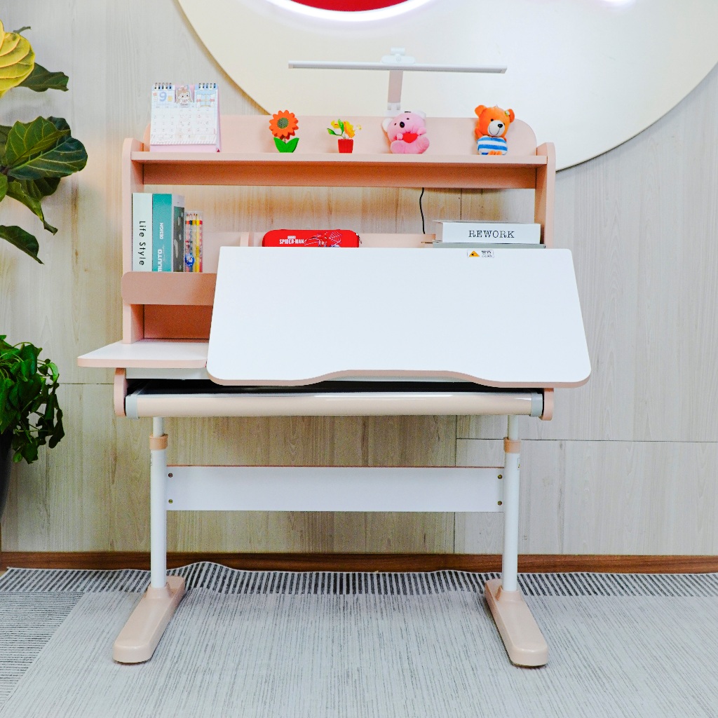 Bộ bàn học sinh thông minh Sakawin Pro100 Gỗ tự nhiên cao cấp, Mặt bàn xẻ đôi size 100cm | BigBuy360 - bigbuy360.vn