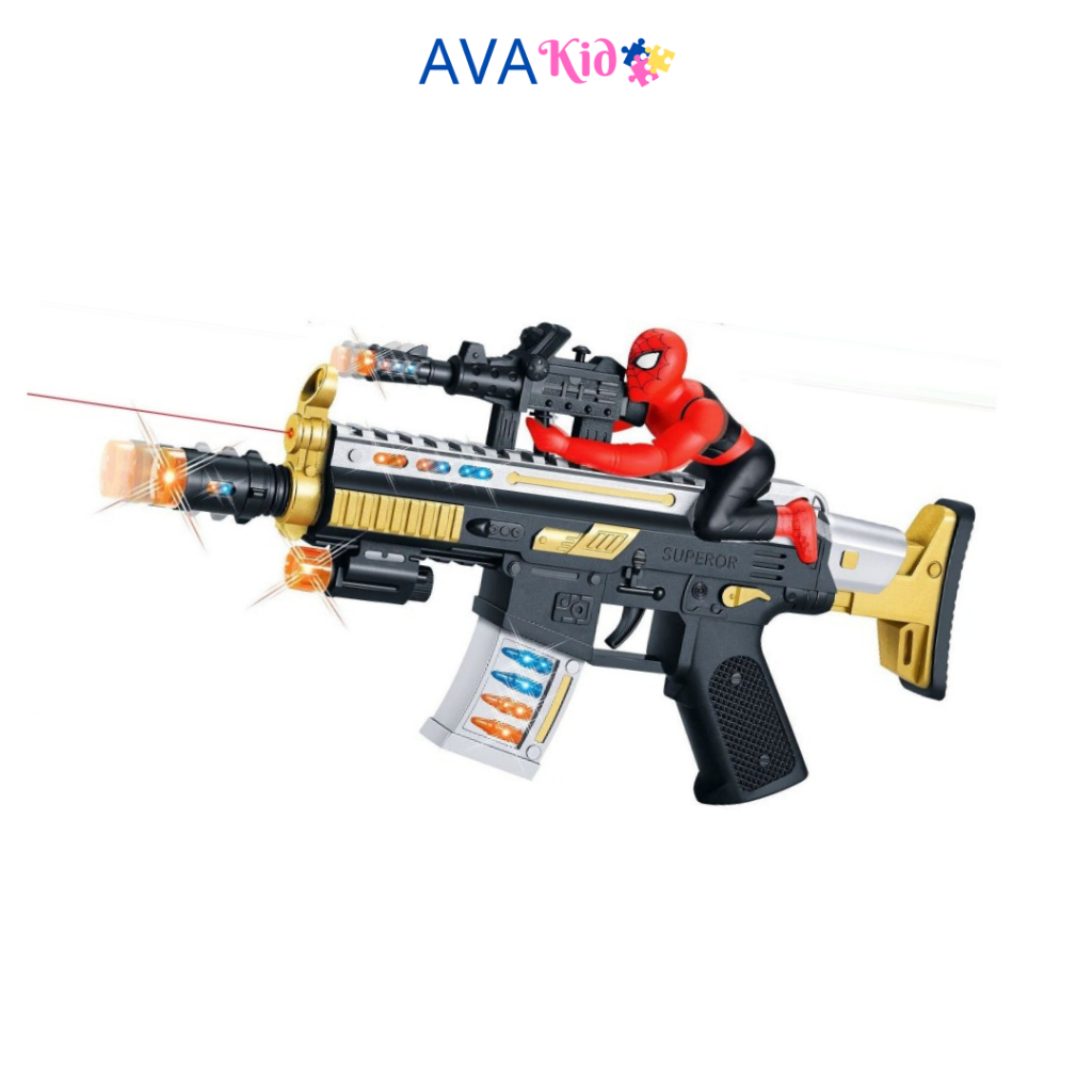 Súng Người Nhện Spiderman SUPEROR Rung Lắc Cực Mạnh, Súng Pin Đồ Chơi Trẻ Em Có Nhạc Đèn Shop Avakid