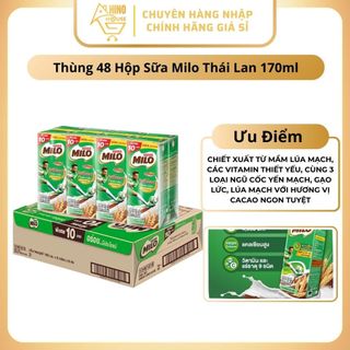 Thùng 48 hộp sữa milo thái lan 170ml chính hãng thơm ngon tiện lợi giá tốt - hinohouse