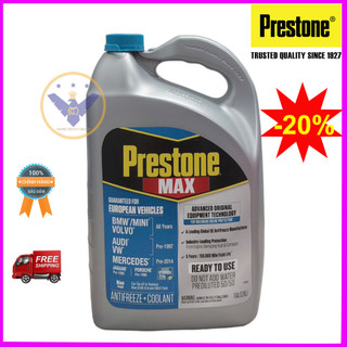 Nước làm mát động cơ ô tô màu xanh prestone max european 50%- usa can 3.78l