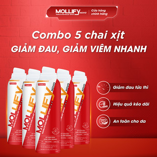Combo 5 Xịt Mollifynovo Warm & Pain Relief Spray Giảm Đau Tức Thì Lưng Cột Sống, Massage Lưng