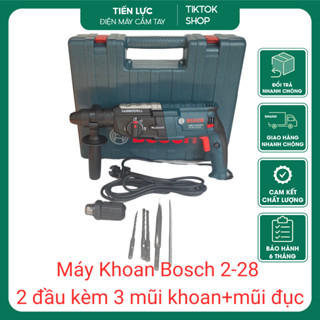 Máy Khoan Bê Tông Bosch 2-28 Có Đầu Chuyển Đổi kèm 1 mũi đục + 3 mũi khoan công suất 1000W cực khoẻ