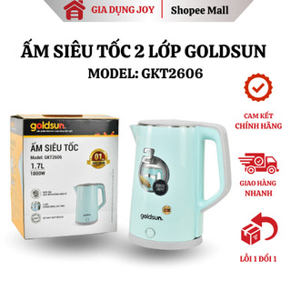 Ấm siêu tốc 2 lớp chống bỏng GKT2606 1,8L Goldsun, tự ngắt khi sôi, đun nước nhanh