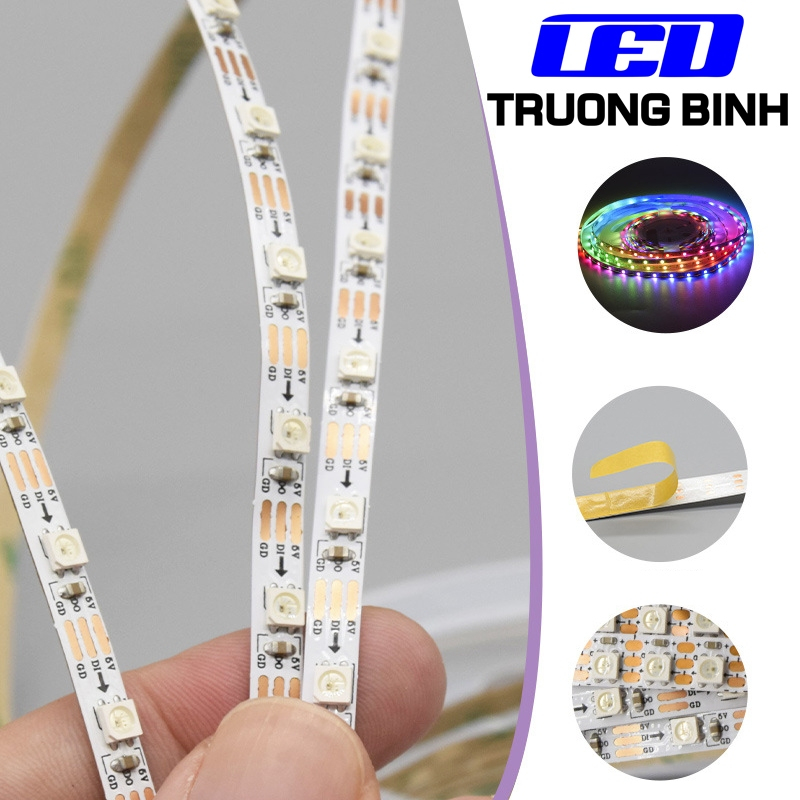 ĐÈN LED FULL MÀU WS2812B WS2815 12V 3535 RỘNG 5MM 7MM ARGB NEOPIXEL 144 LED/MÉT DÀI 1 MÉT
