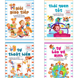 Bộ - kỹ năng sống dành cho trẻ - bộ 4 cuốn: tự bảo vệ mình, tự thoát hiểm, giỏi giao tiếp, thói quen tốt