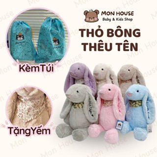 [Thỏ Thêu Tên Kèm Túi Dustbag] Thỏ bông lông mềm thêu tên cho bé theo yêu cầu, quà tặng ý nghĩa, thỏ jellycat thêu tên