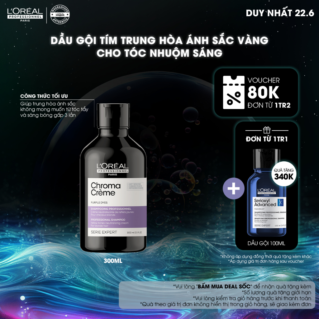 Dầu gội tím trung hòa ánh sắc cho tóc nhuộm sáng L'Oréal Professionnel 300ml