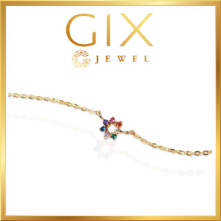 Lắc tay bạc cao cấp mạ vàng cầu vồng hoa Gix Jewel LT09