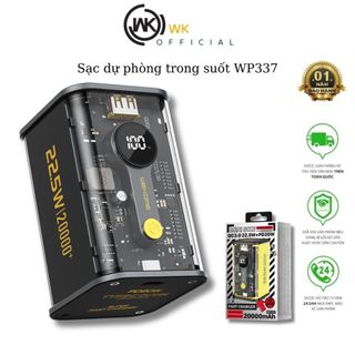 Pin dự phòng trong suốt wk wp-337 dung lượng 20000mah sạc nhanh pd 20w và qc 22.5w