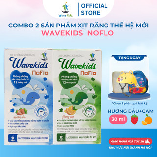 Combo 2 hộp Xịt răng wavekids Noflo ngăn ngừa sâu răng,sún răng, ố vàng bảo vệ men răng, chai 30ml Vị dâu,cam