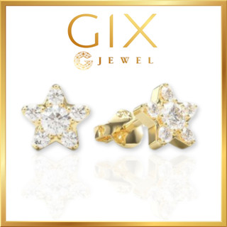 Hoa tai dep bạc ý Gix Jewel mạ vàng hồng đính đá CZ ngôi sao SPGBT51