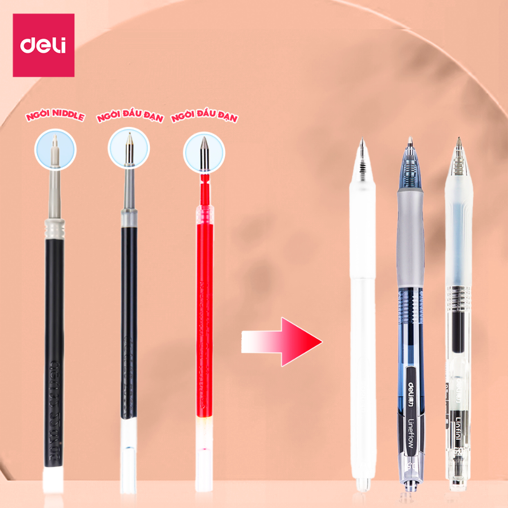 [Deli VPP] Combo 10/20 Ngòi Ruột gốc bút gel Deli 0.5mm dùng cho bút gel A575 A057B lâu hết mực trơn