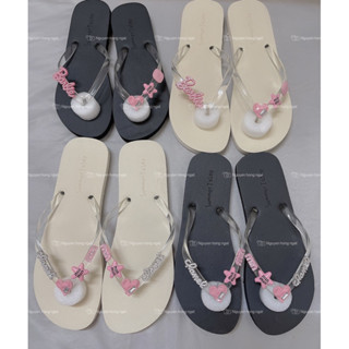 Dép tông xỏ ngón nữ NGATODER gắn charm tim sang chảnh chuẩn qc túi zip xịn xò