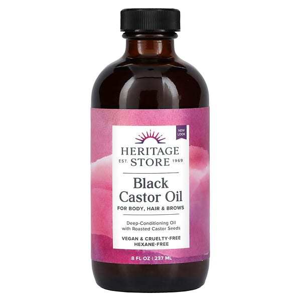 Dầu thầu dầu đen, Heritage Store, Black Castor Oil 8 fl oz (237 ml)
