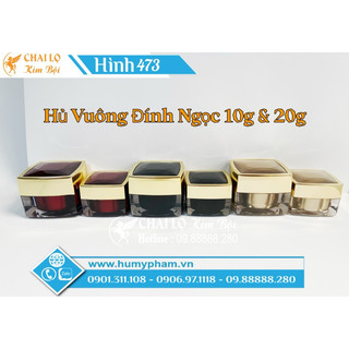 HỦ ĐỰNG KEM FACE VUÔNG ĐÍNH NGỌC 10g & 20g