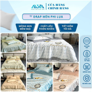 Bộ chăn ga phi lụa Alva hoa trà camelia , hàng cao cấp, sang trọng, mịn màng, thoáng mát