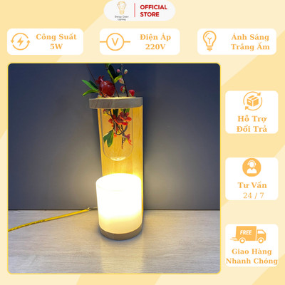 Đèn Tường Energy Green Lighting Kệ Gỗ Chao Thủy Tinh DT-35125 - Decor Trang Trí Căn Phòng - BH 2 Năm