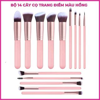 Bộ cọ trang điểm 14 cây màu hồng trang điểm cá nhân