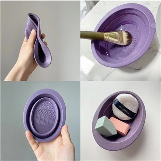 Dụng cụ vệ sinh cọ trang điểm, mút trang điểm, chậu -thau silicon giặt cọ gấp gọn tiện lợi 88826