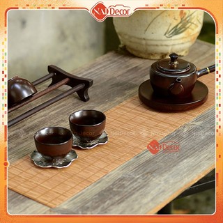 Thảm tre lót trà, phụ kiện chụp ảnh nai decor phụ kiện trà đạo, matcha, chụp bánh trung thu