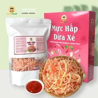 Mực hấp dừa xé sợi tasty food - túi zip, hộp giấy 500g/1kg
