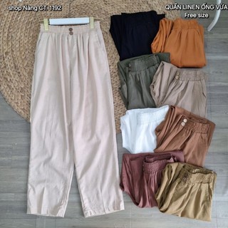 Quần linen ống vừa lưng thun 2 nút Q1192