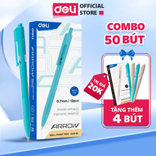 [Combo 50 Thiết Kế Mới] Bút Bi Dầu Ngòi 0.7mm Deli Mực Xanh Đen Giá Rẻ Chất Lượng Cao Thiết Kế Tay Cầm Chống Trơn