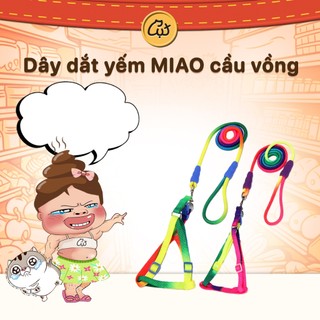 Dây dắt yếm cầu vồng 7 màu cho chó mèo đi dạo tay cầm tròn cao cấp (Loại 1)