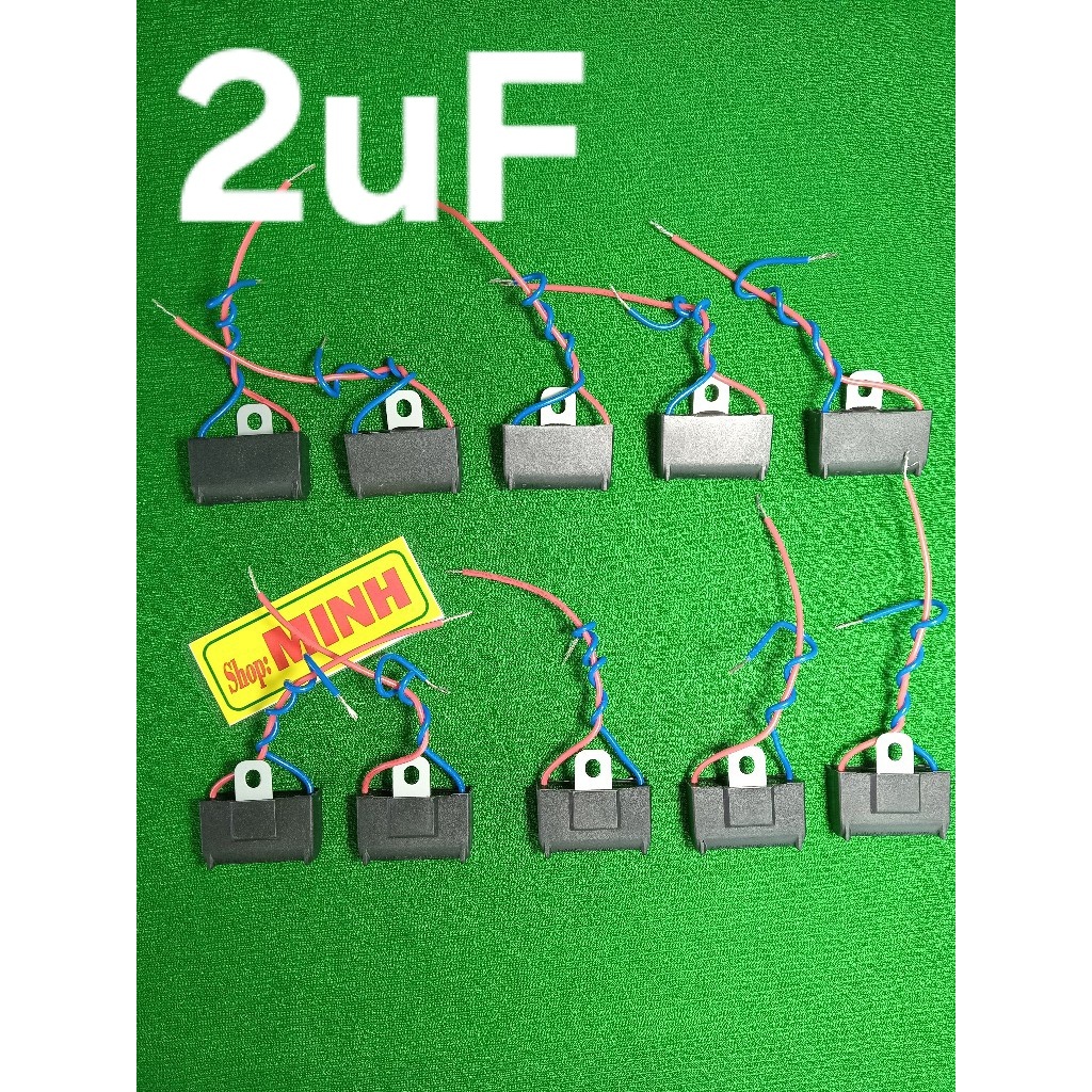 Tụ quạt 2uF BM đít bầu có gá (bịch 10 cái) - tụ 2uF BM - tụ BM 2uF - tụ 2uF - capa 2.0uF BM combo