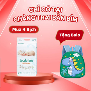  Combo 4 Bịch Tã Bỉm Babies Organic size NB76/S66/M54/L50/XL46/XXL40/XXXL38, thấm hút nhanh, an toàn, mỏng