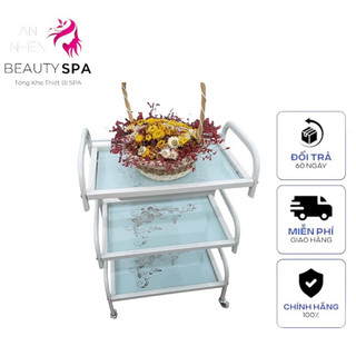 Xe đẩy mặt kính chuyên dụng cho spa, phun xăm, nail-mi..
