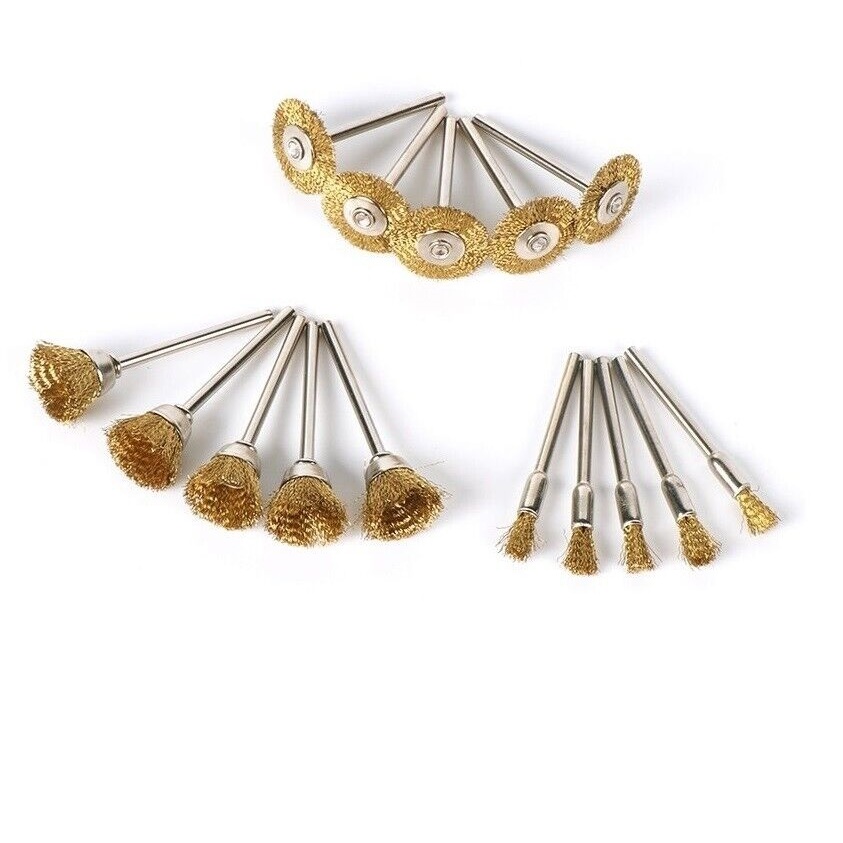 Bộ 9 chổi đồng đánh gỉ mini trục 3.17mm