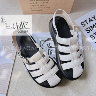 Sandal xuồng loviiecorner - giày nữ thời trang bít mũi rọ phong cách đế bằng - s240602