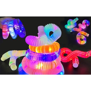 Ống lò xo co dãn phát sáng nhiều chế độ sáng nhấp nháy, đồ chơi trẻ em lò xo kéo dãn vui nhộn