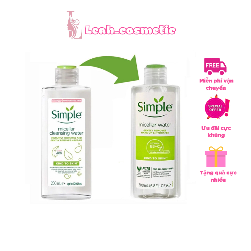 Nước tẩy trang Simple Kind To Kind Micellar Cleansing Water cho da nhạy cảm - Tẩy trang Simple