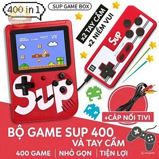 Máy chơi game Sup Box 400 trò game in 1 400in1 kèm tay phụ đôi 2 người 4 nút Tặng kèm dây DVI xuất tivi và pin